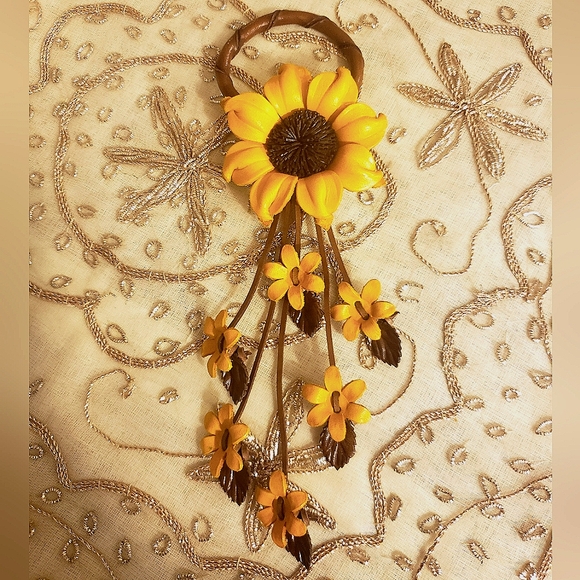 Leather Sunflower Purse Charm - Picture 1 of 4